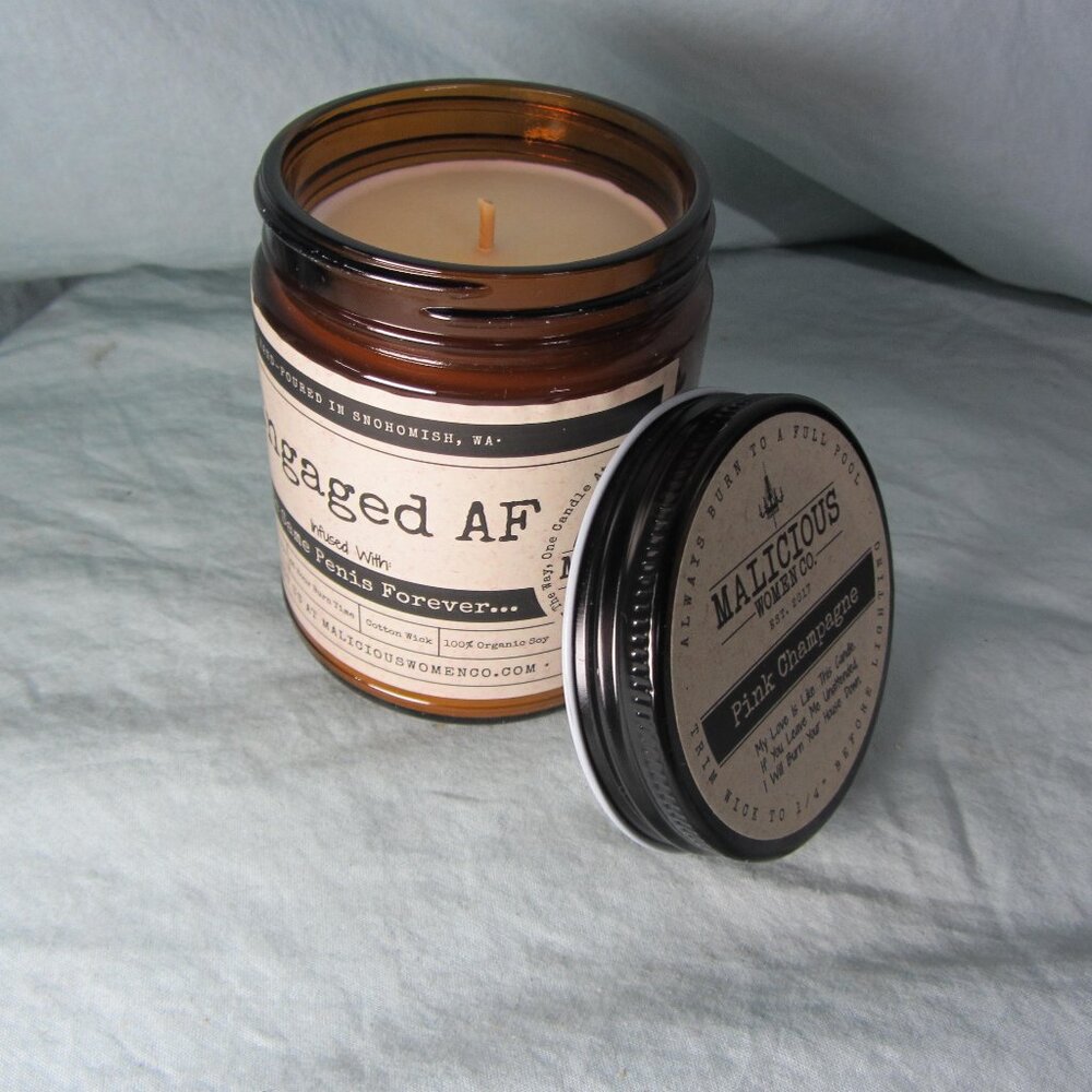 9 oz jar candle engaged AF pink champagne UNUSED (w2709)